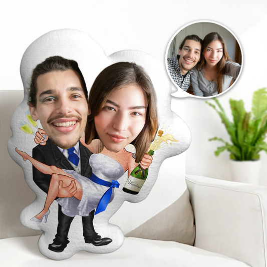 The Best Gift Ever :) Custom Couple Minime Pillow Personalized Princess Hug Wedding Champagne Photo Face Pillow Anniversary Gift