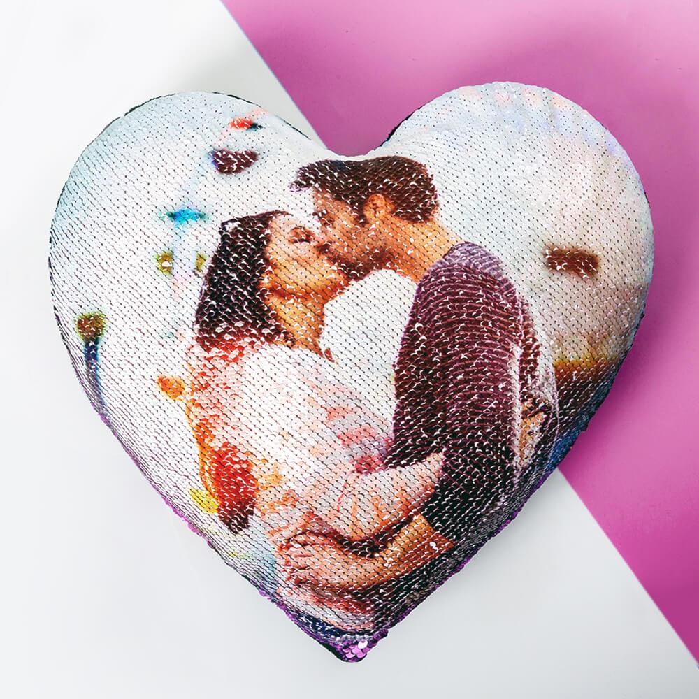 Podify Custom Image Heart Sequin Pillow w/ Insert