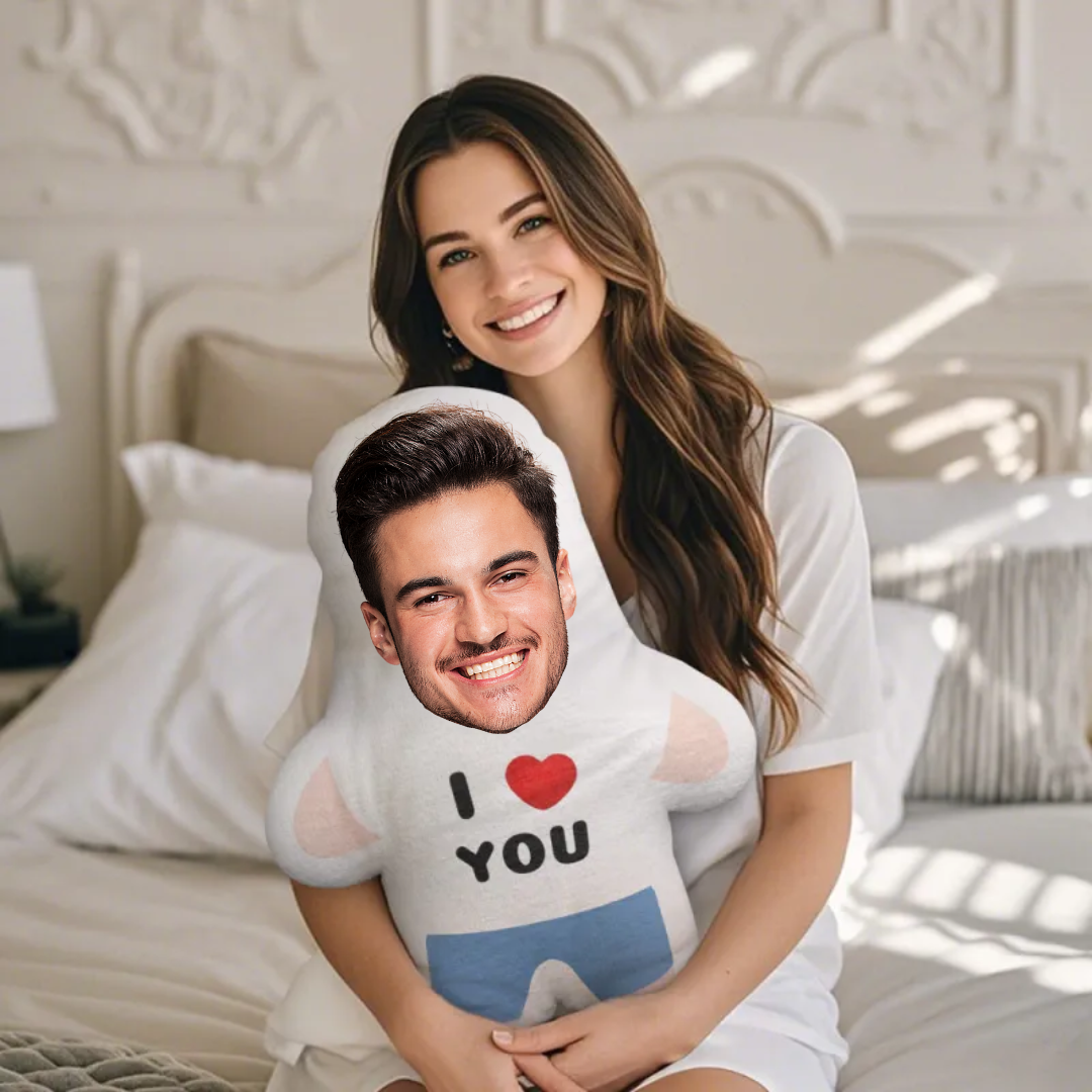 The Best Gift Ever :) I LOVE YOU Minime Throw Pillow Custom Face Pillow Personalized Photo Pillow Gift for Her