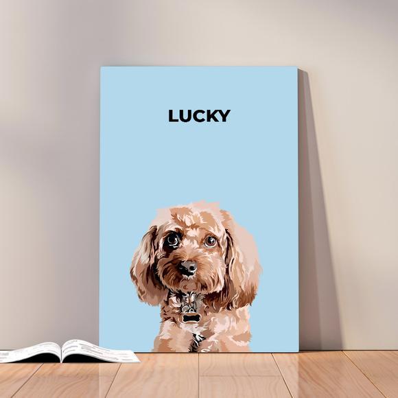 Iconic Paw Modern Custom Pet Portrait Light Blue / Canvas / 8 x 10