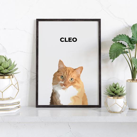 Iconic Paw Modern Custom Pet Portrait Off White / Framed Portrait / 8 x 10