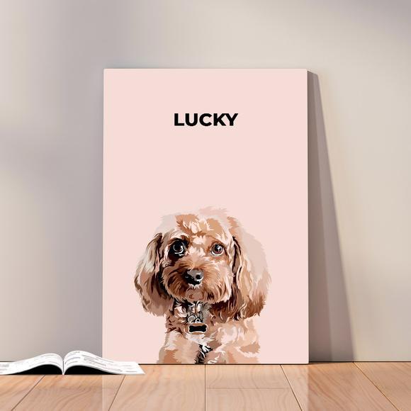 Iconic Paw Modern Custom Pet Portrait Pink / Canvas / 8 x 10