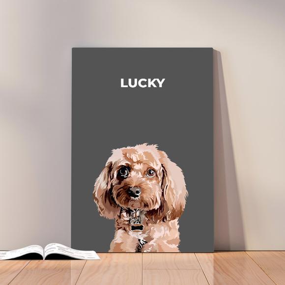 Iconic Paw Modern Custom Pet Portrait Slate Grey / Canvas / 8 x 10