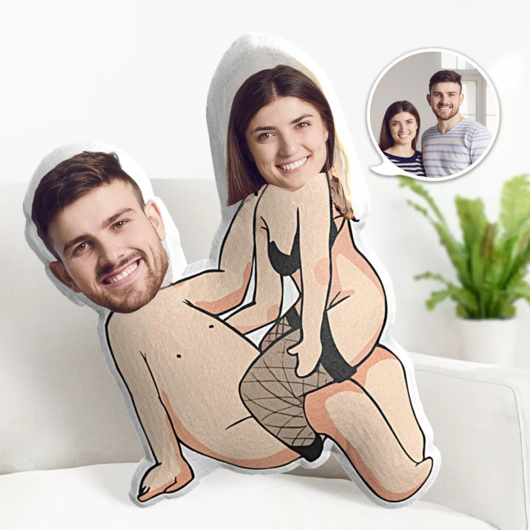 The Best Gift Ever :) Custom Couple Pillow Valentine's Day Gifts Face Pillow Black Stockings