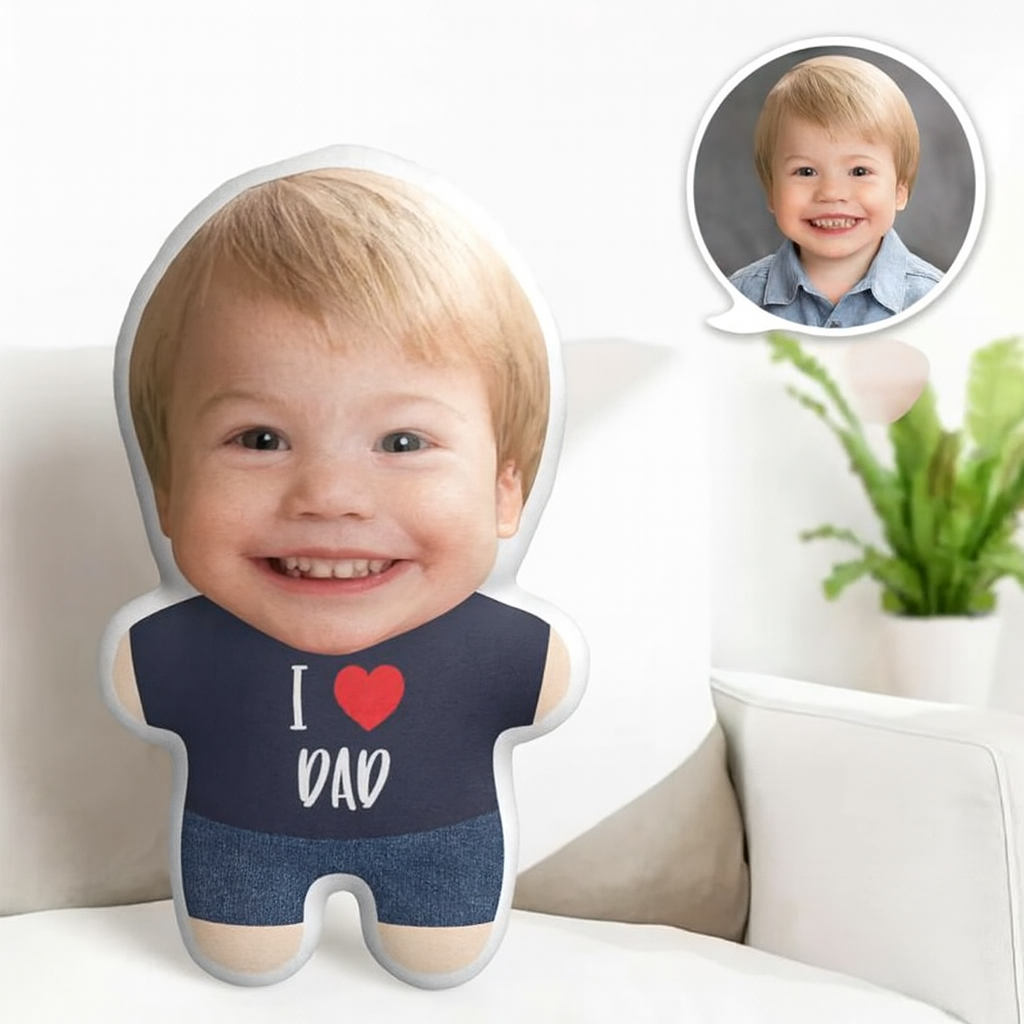 The Best Gift Ever :) Custom Face Pillow Cute I Love Dad Minime Personalized Photo Minime Pillow Gifts