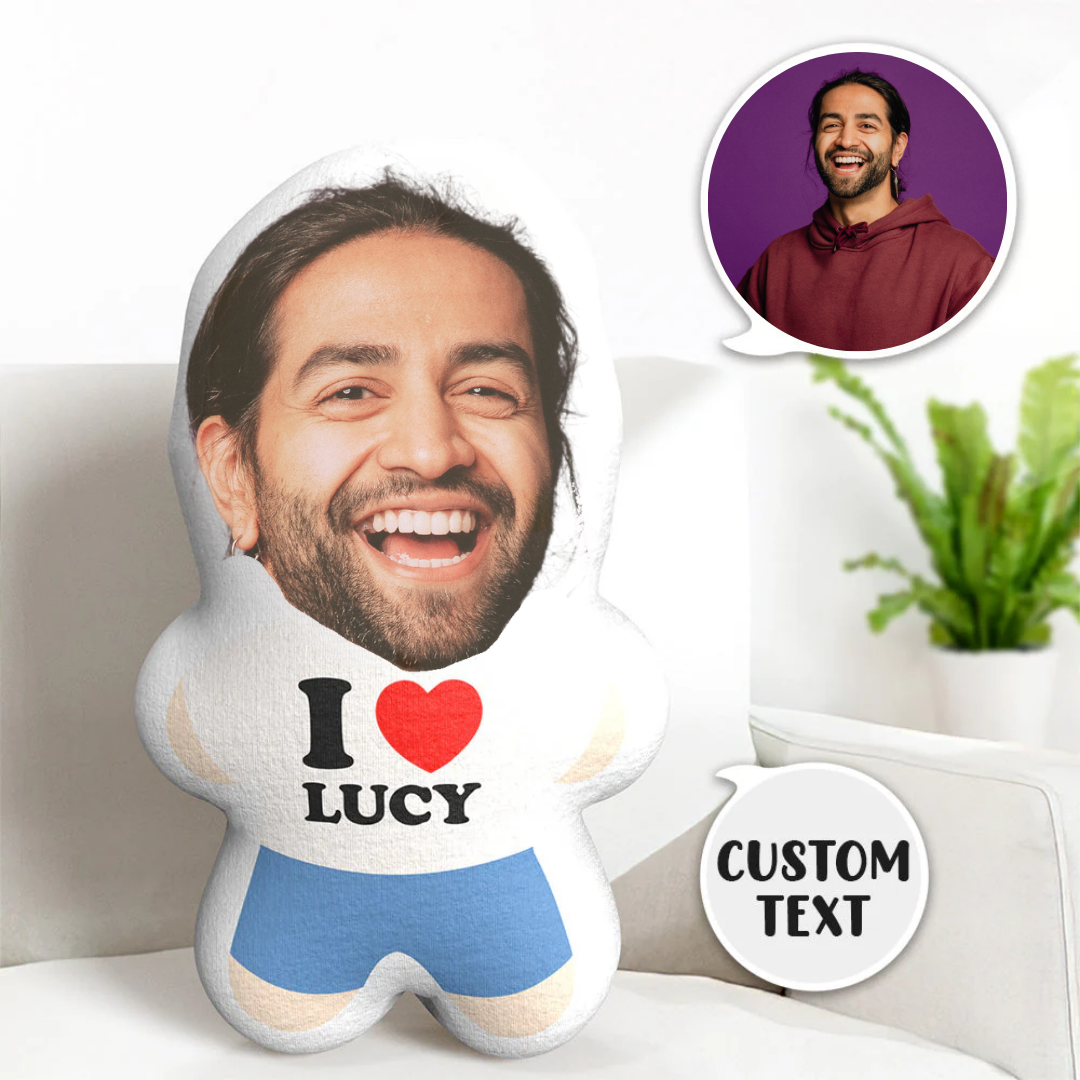 The Best Gift Ever :) Custom Face Pillow I Love You Minime Throw Pillow Custom Name Personalized Photo Minime Pillow Gift for Love