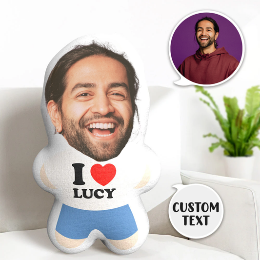 The Best Gift Ever :) Custom Face Pillow I Love You Minime Throw Pillow Custom Name Personalized Photo Minime Pillow Gift for Love