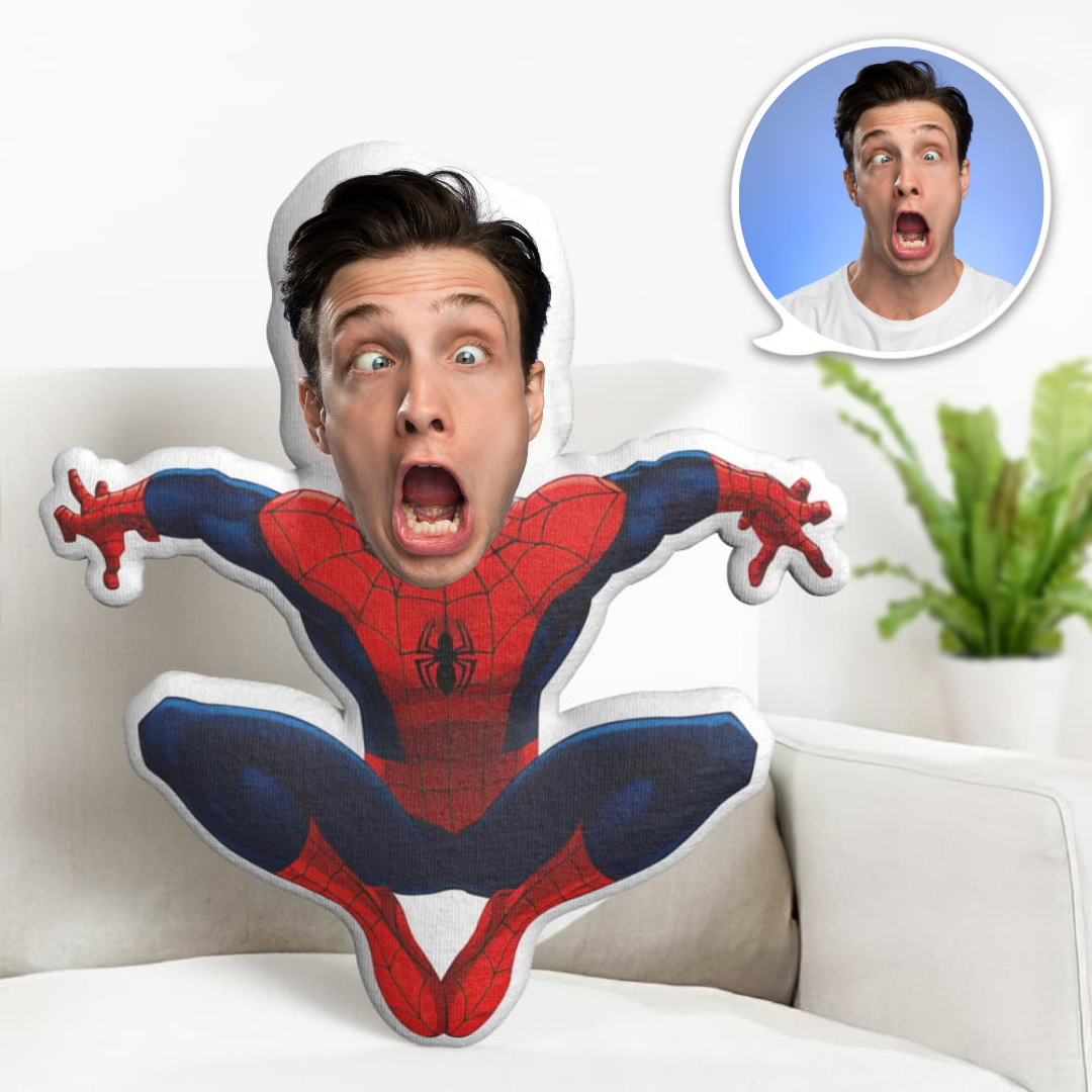 The Best Gift Ever :) Custom Face Pillow Personalized Photo Pillow Squatting Spiderman MiniMe Pillow
