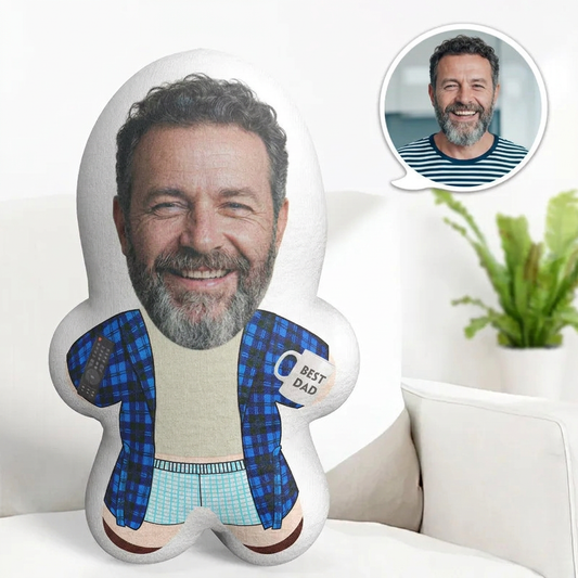 The Best Gift Ever :) Custom Minime Pillows Face Pillow Blue Plaid Shirt Best Dad Pillow