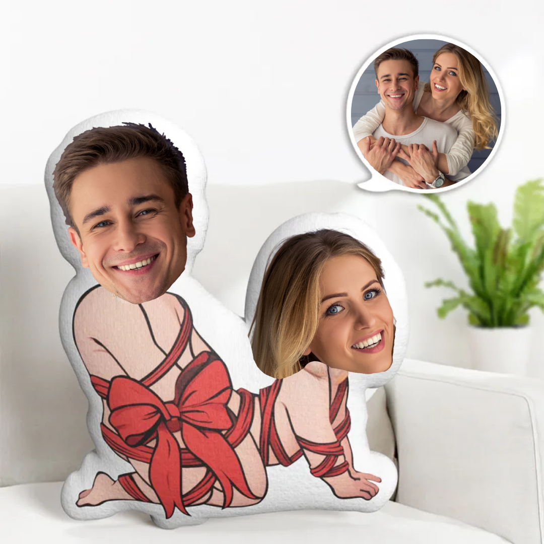 The Best Gift Ever :) Custom Valentine's Day Gifts Face Pillow Bow Tie Couple Pillow