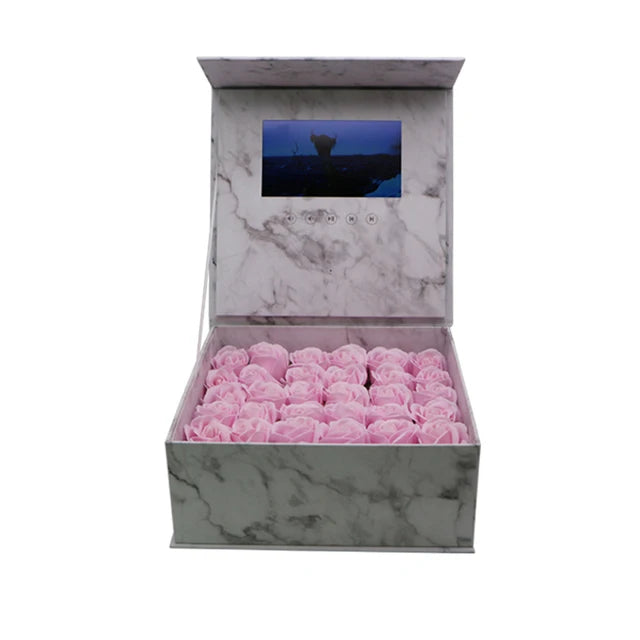 The Best Gift Ever :) Flowers Motion Video Box Marble White