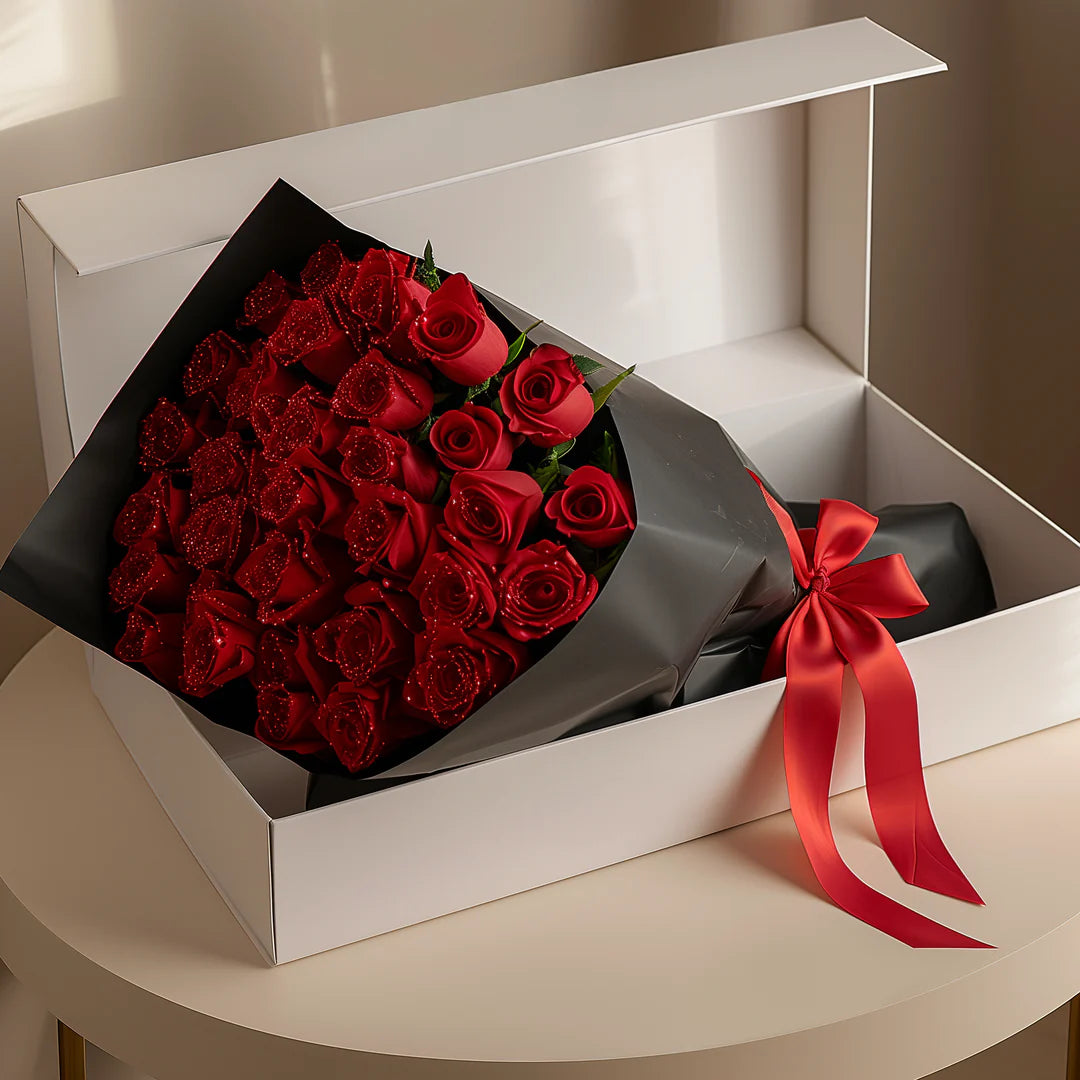 The Best Gift Ever :) Glitter Rose Bouquet Red / 30 / Pink