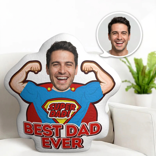 The Best Gift Ever :) Personalized Gifts For Dad Custom Face Pillow Super Dad Personalized Photo Doll MiniMe Pillow Gifts for Him
