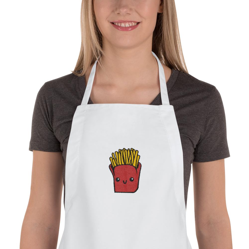Potato Parcel Mr. Fries Embroidered Apron White