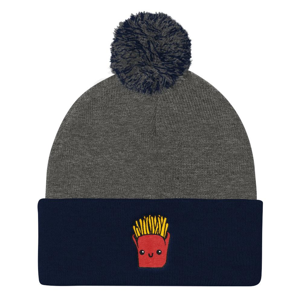 Potato Parcel Mr. Fries Pom Pom Knit Cap Dark Heather Grey/ Navy