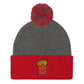 Potato Parcel Mr. Fries Pom Pom Knit Cap Dark Heather Grey/ Red