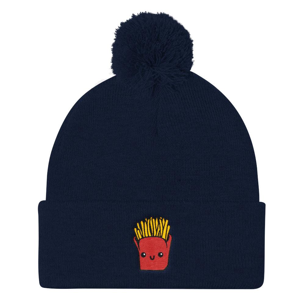 Potato Parcel Mr. Fries Pom Pom Knit Cap Navy