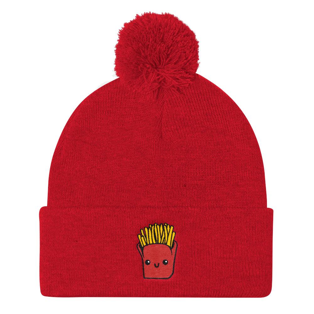 Potato Parcel Mr. Fries Pom Pom Knit Cap Red