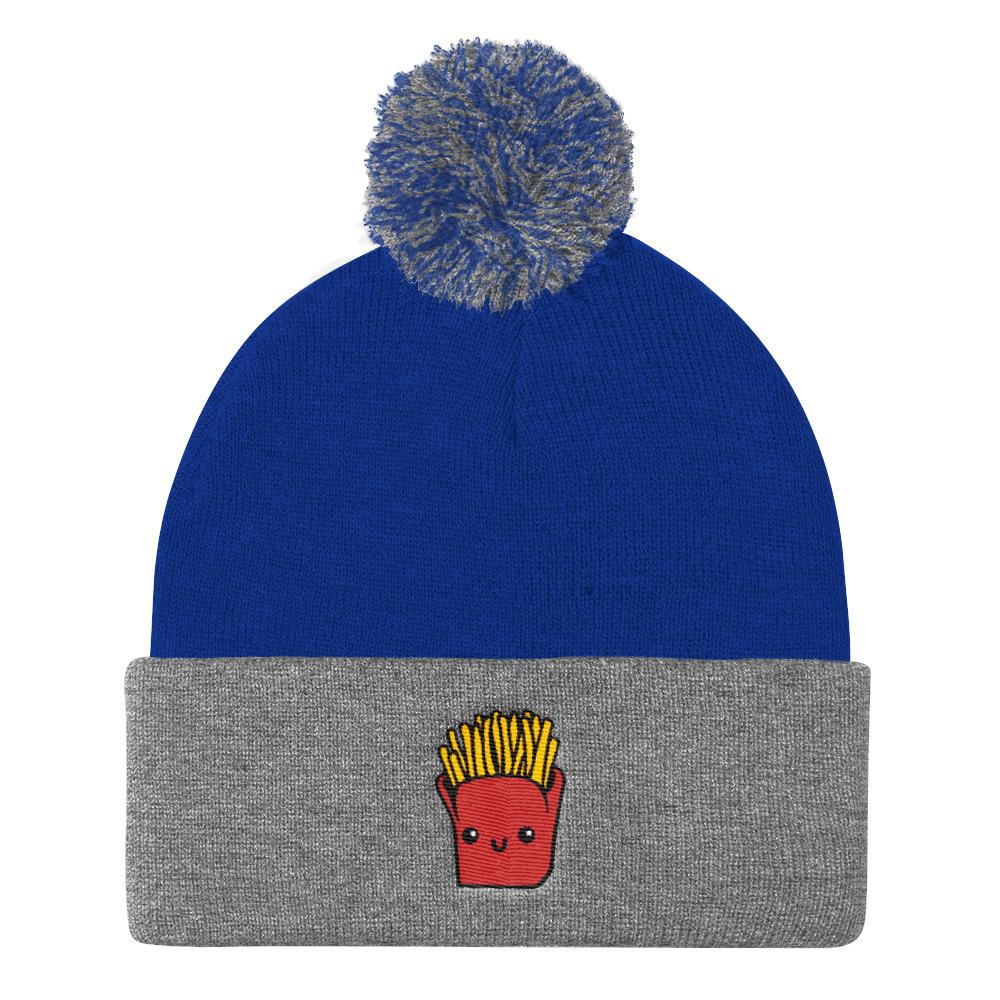 Potato Parcel Mr. Fries Pom Pom Knit Cap Royal/ Heather Grey